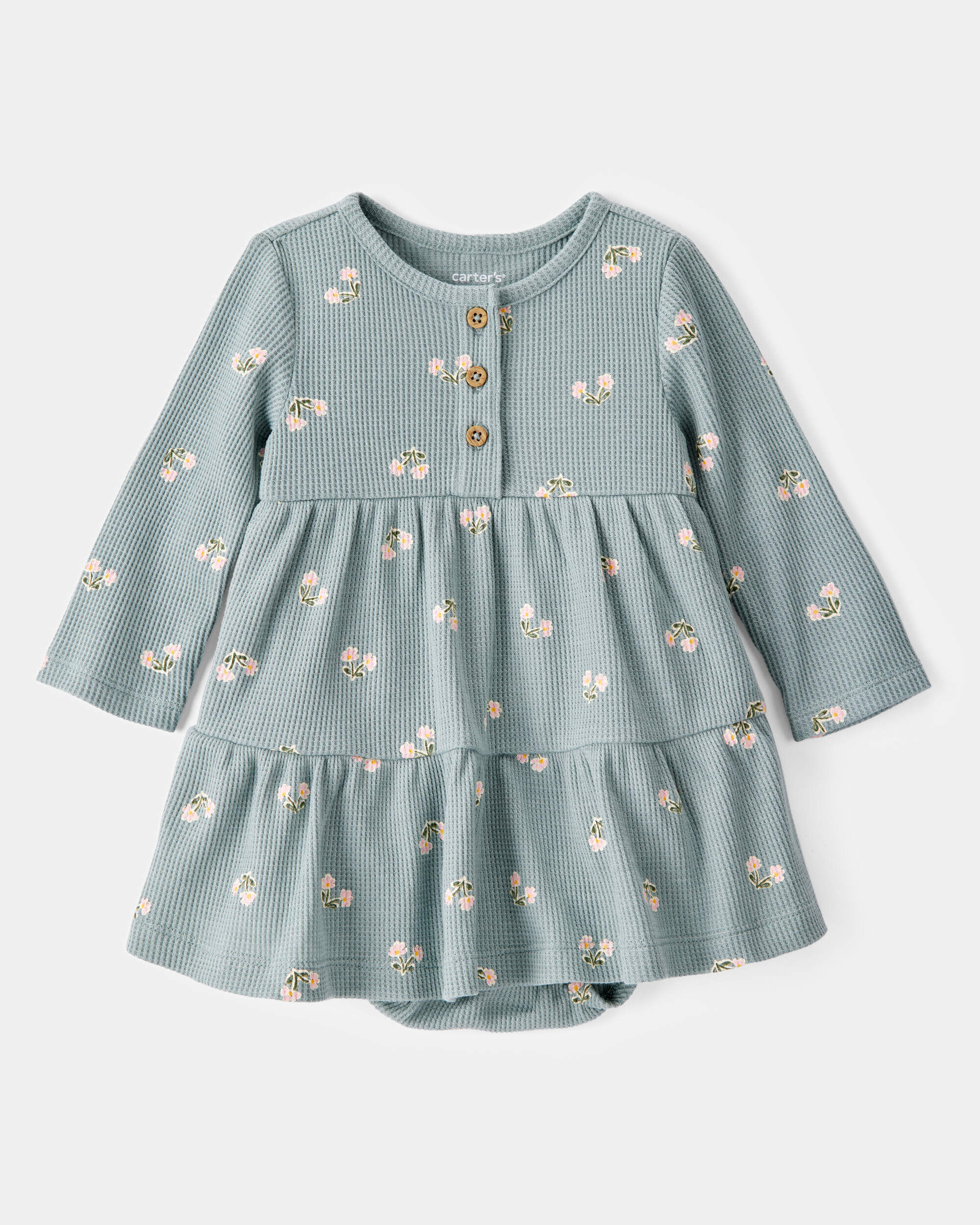 Baby Floral Waffle Knit Bodysuit Dress - Green - Carter's