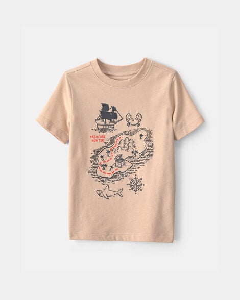 toddler boy treasure hunt graphic tee - tan