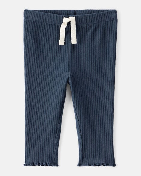 baby girl cotton pull-on pants - navy blue