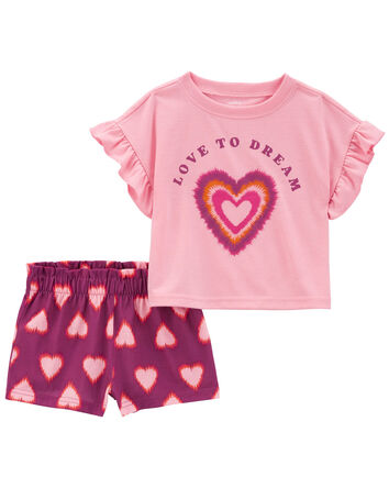 Toddler 2-Piece Love To Dream Heart Loose Fit Pajama Set