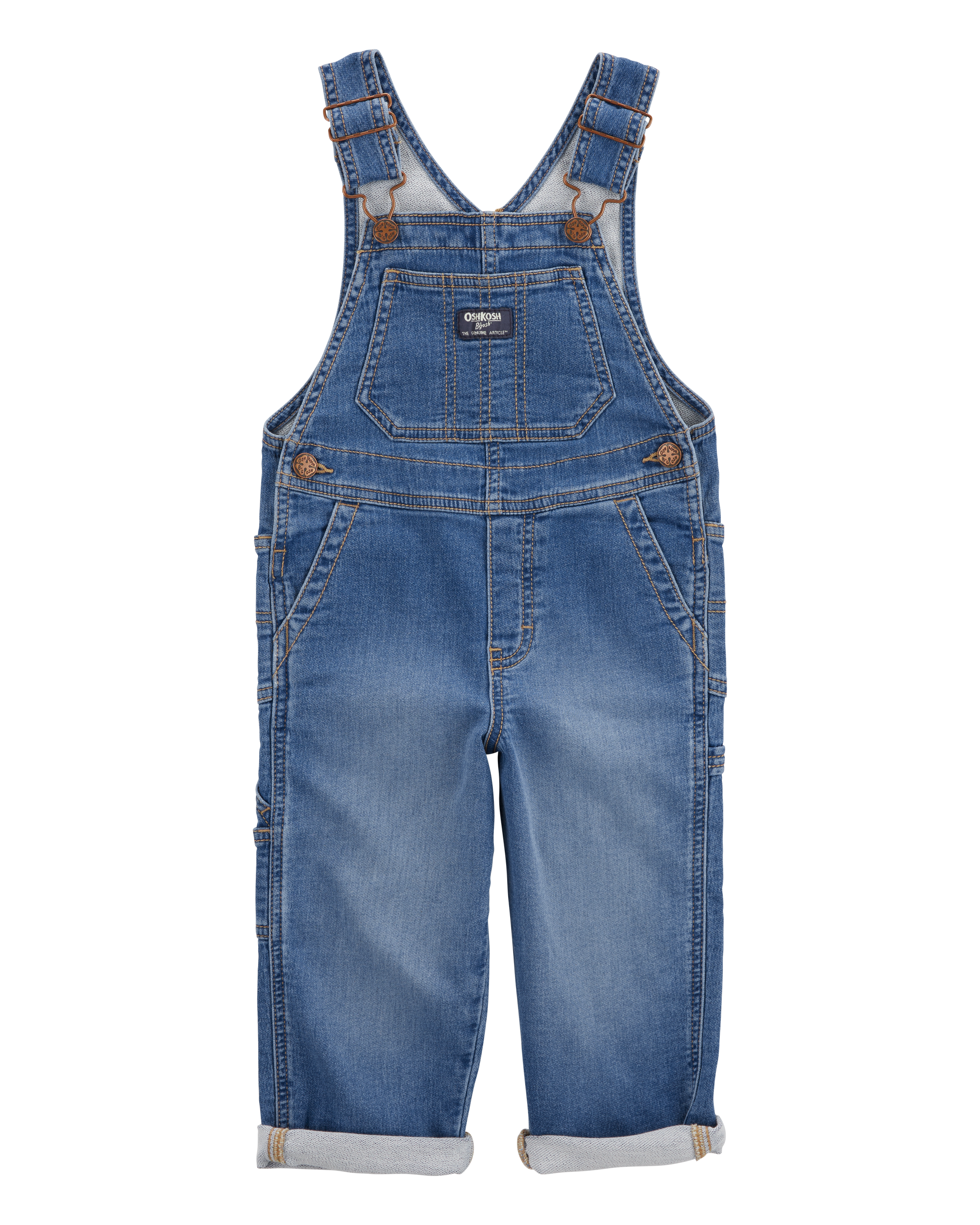 Toddler Stretch Denim Overalls - Medium Wash