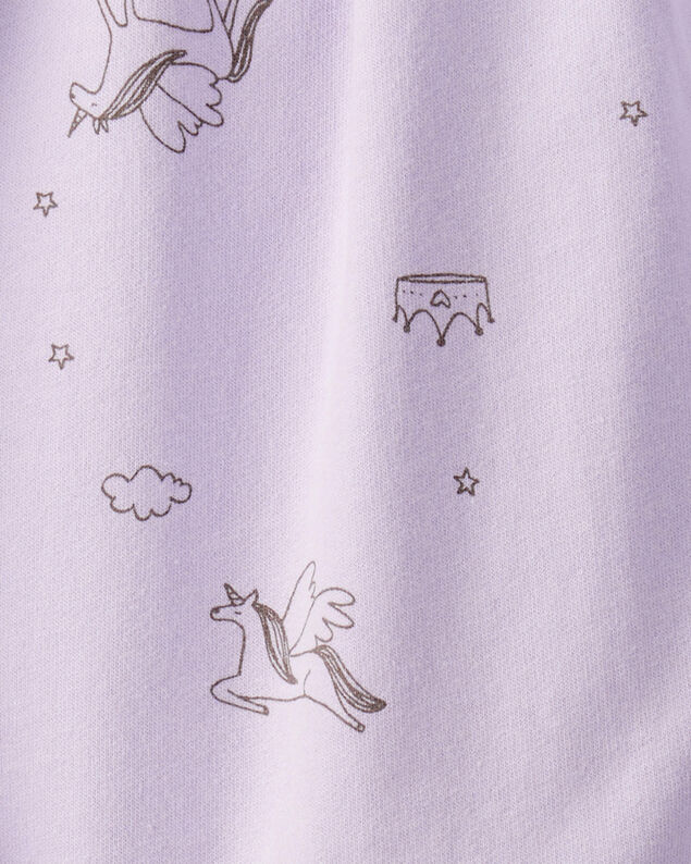 Product image 2 of Baby Girl Unicorn Print Cotton Long-Sleeve Jumpsuit - Purple