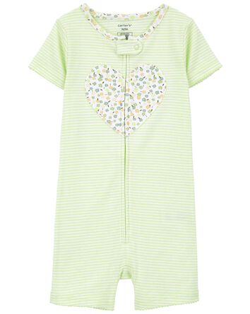 Toddler 1-Piece Heart 100% Snug Fit Cotton Romper Pajamas