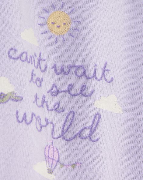 Product image 2 of Baby Girl 3-Piece Hot Air Balloon Print Little Cardigan Set - White/Purple