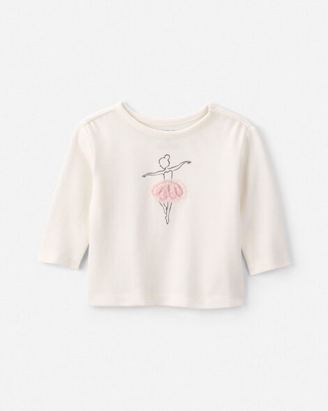 baby girl ballet long-sleeve graphic tee - cream