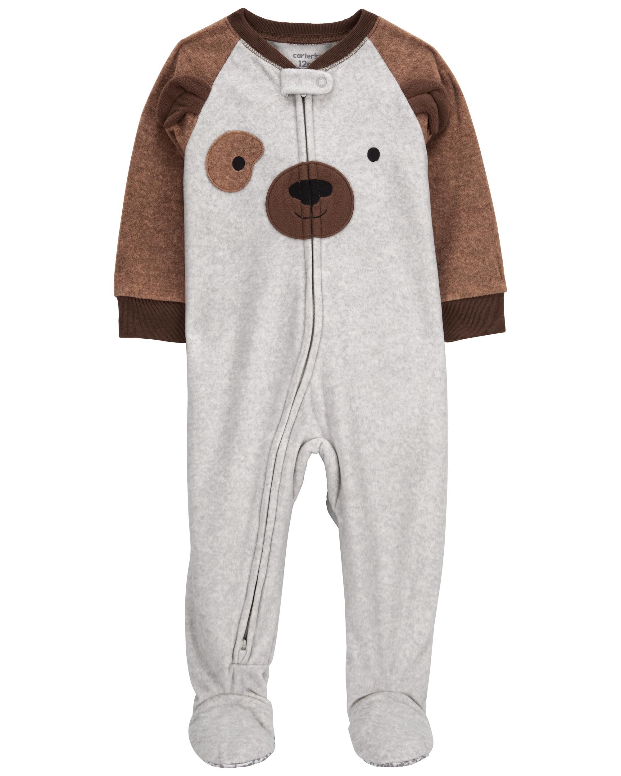 Toddler 1 Piece Bear Fleece Footie Pajamas