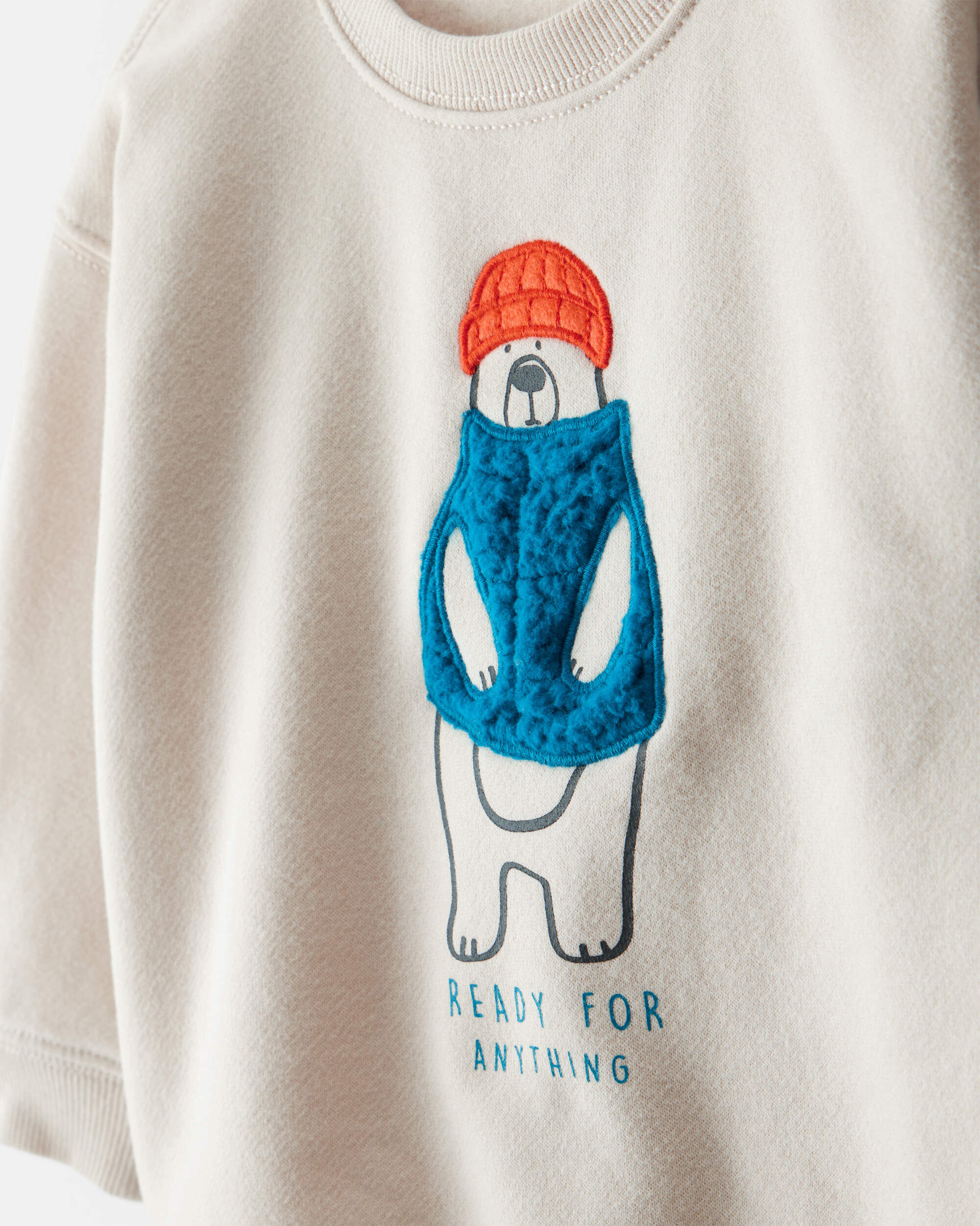 Baby Boy Bear Pullover Sweatshirt - Cream