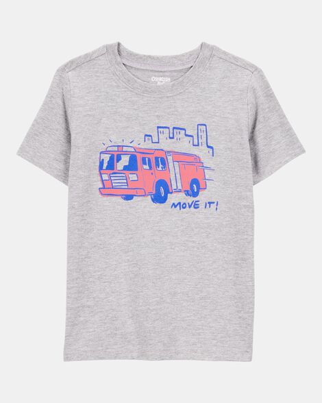 Toddler Firetruck Short-Sleeve Graphic Tee - Grey