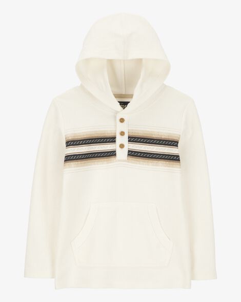  Product image 1 of Kid Long-Sleeve Striped Hooded Pullover - Cream