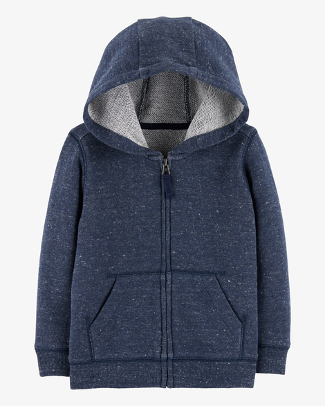 toddler boy marled zip-up french terry hoodie - navy