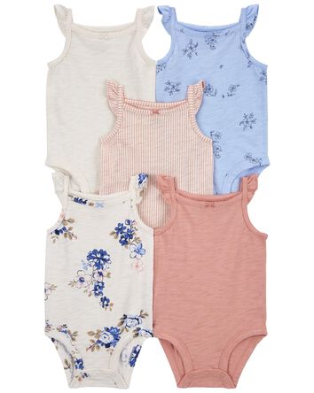 Baby 5-Pack Floral Flutter Bodysuits