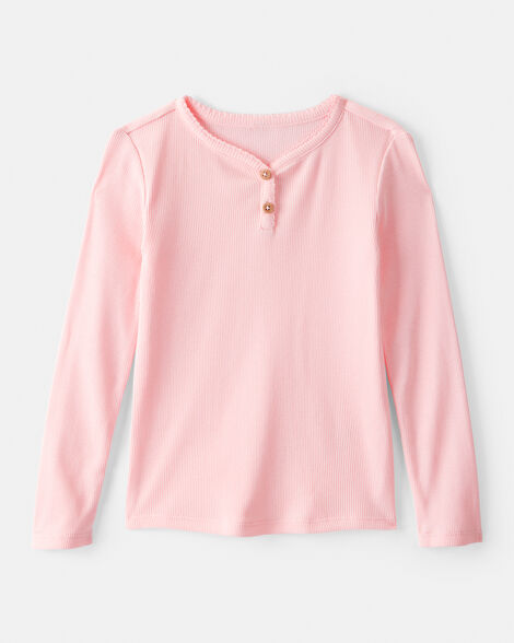 Product image 1 of Toddler Girl Cotton Long-Sleeve Henley Top - Pink