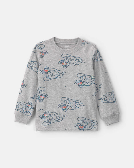 toddler boy dinosaur long-sleeve t-shirt - grey