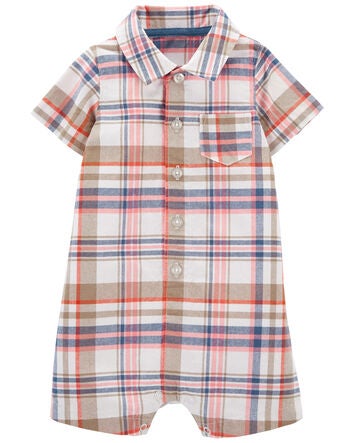Details about   Carter's Boy Romper Size 18M 24M Plaid Alligator Dog NEW 