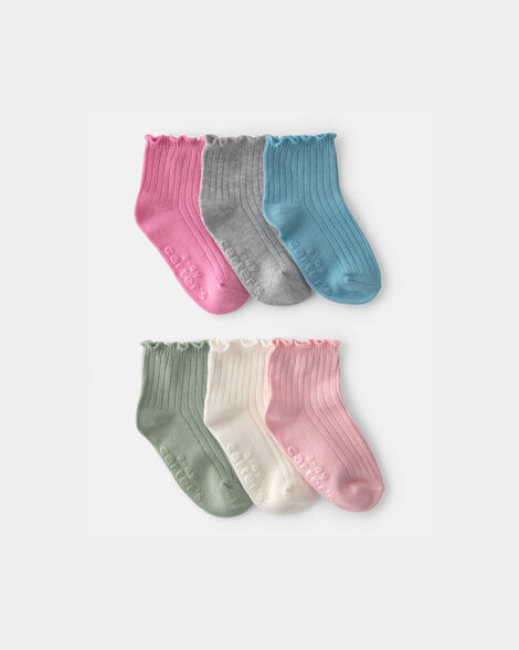 toddler girl 6-pack lettuce edge ankle socks
