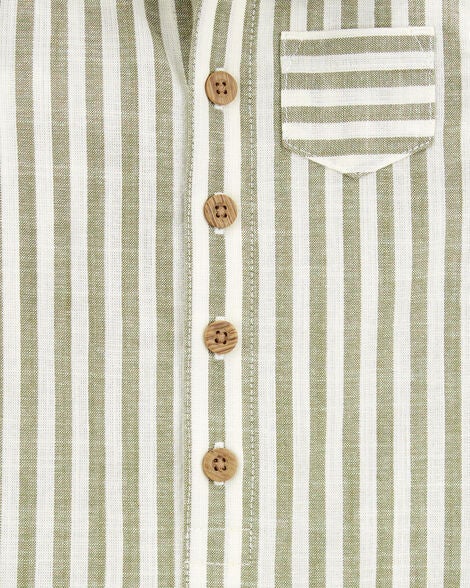  Product image 2 of Baby Striped Short-Sleeve Romper- Green