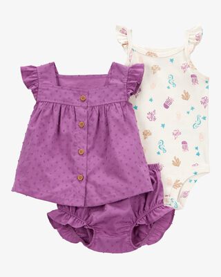 Product image 1 of Baby 3-Piece Seahorse Little Diaper Cover Set