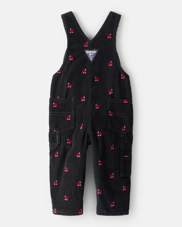 Product image 2 of Baby Boy Train Print Corduroy Overalls - Black