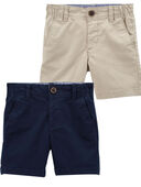 Multi - Toddler 2-Pack Khaki & Navy Uniform Chino Shorts Set, Selected