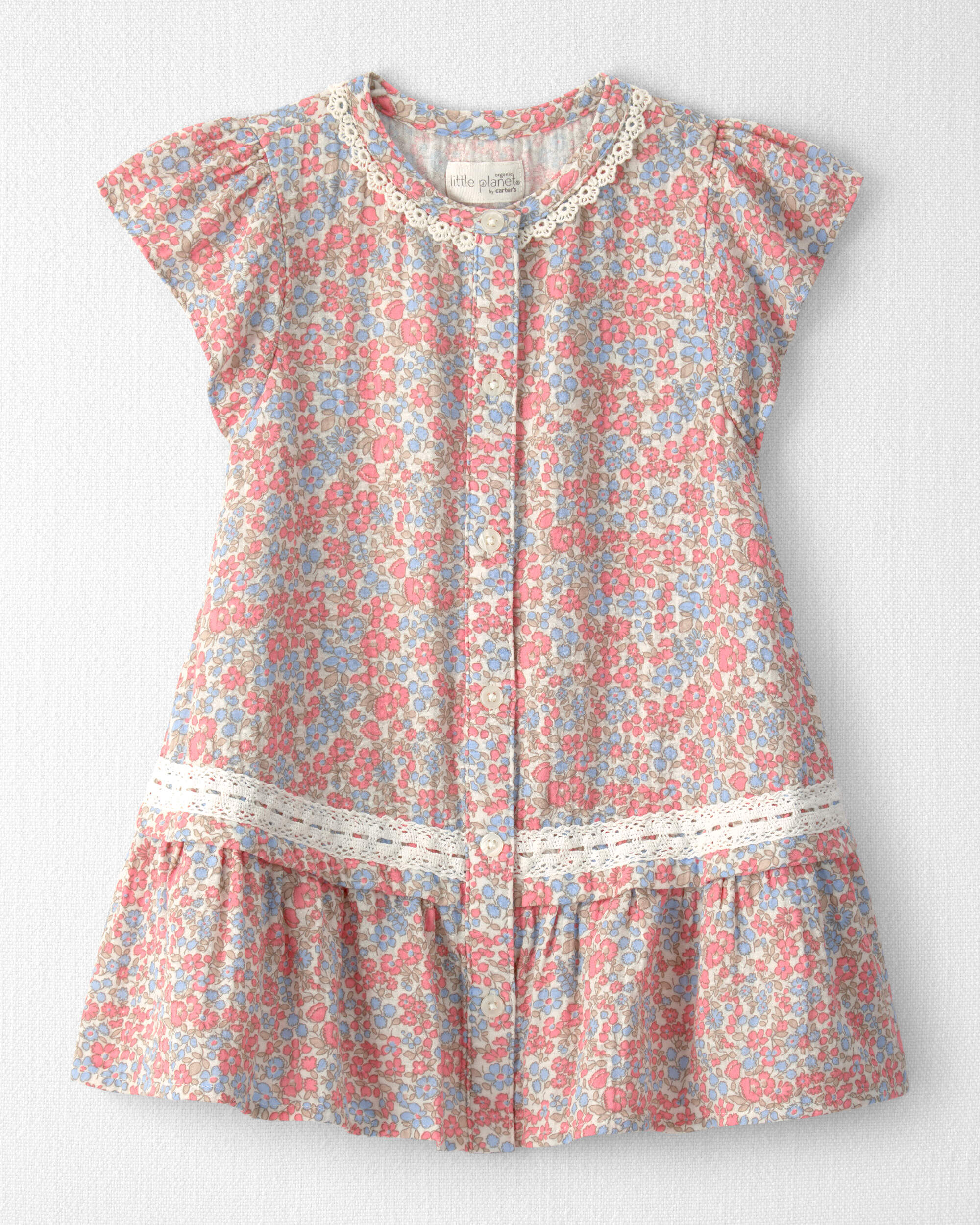 Little Planet Toddler Girl Organic Cotton Gauze Dress in Meadow Mix Print 2T Meadow Mix 30$