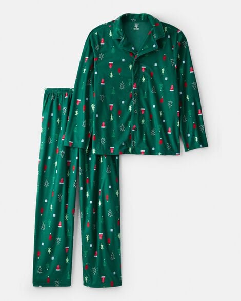 adult christmas trees long-sleeve loose fit pajamas - green