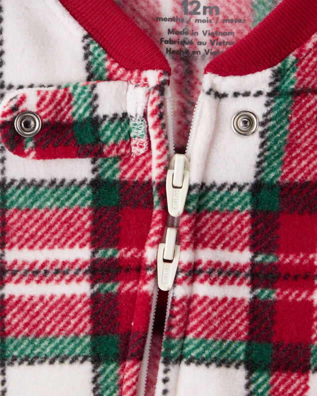 Product image 2 of Baby Plaid Print Fleece Long-Sleeve Loose Fit 1-Piece Pajamas