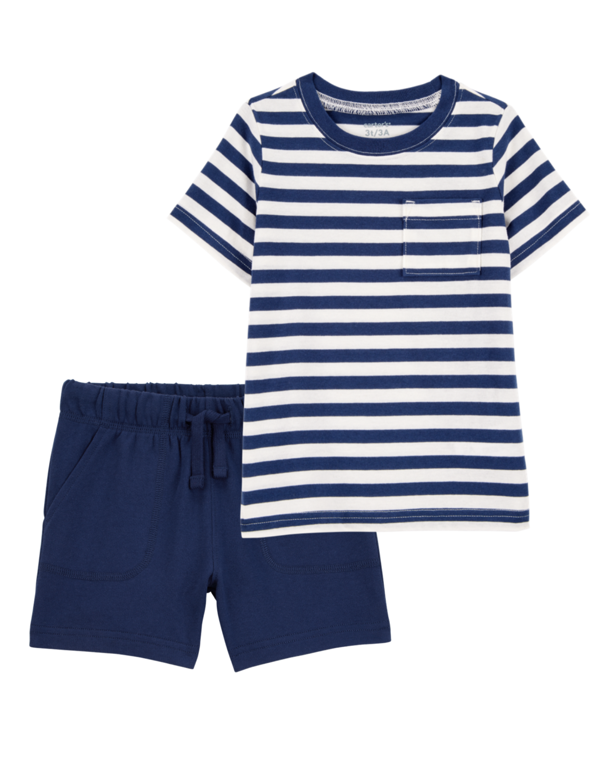 Baby 2-Piece Striped Tee & French Terry Shorts Set