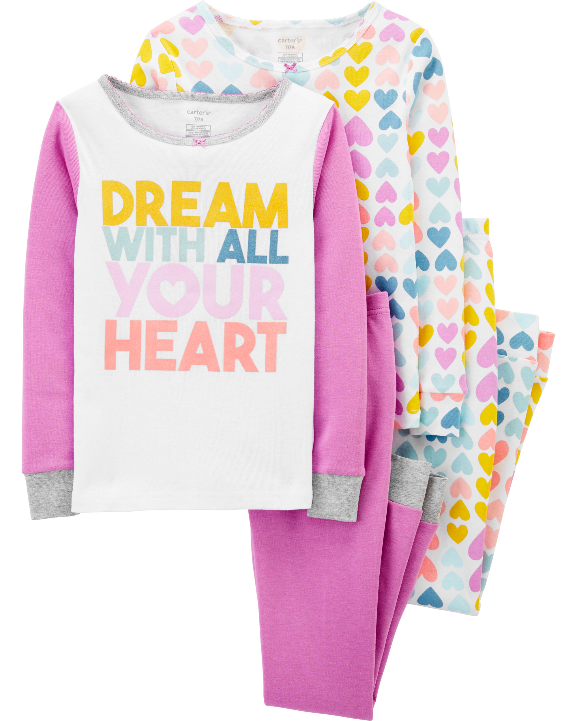 NWT Toddler Girls 2 piece Summer Pajama outfit Green I Love Ice Cream Glitter