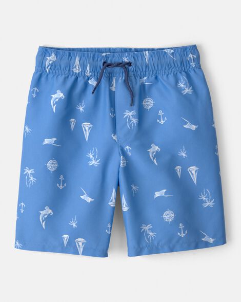 boys sailboat swim trunks - blue