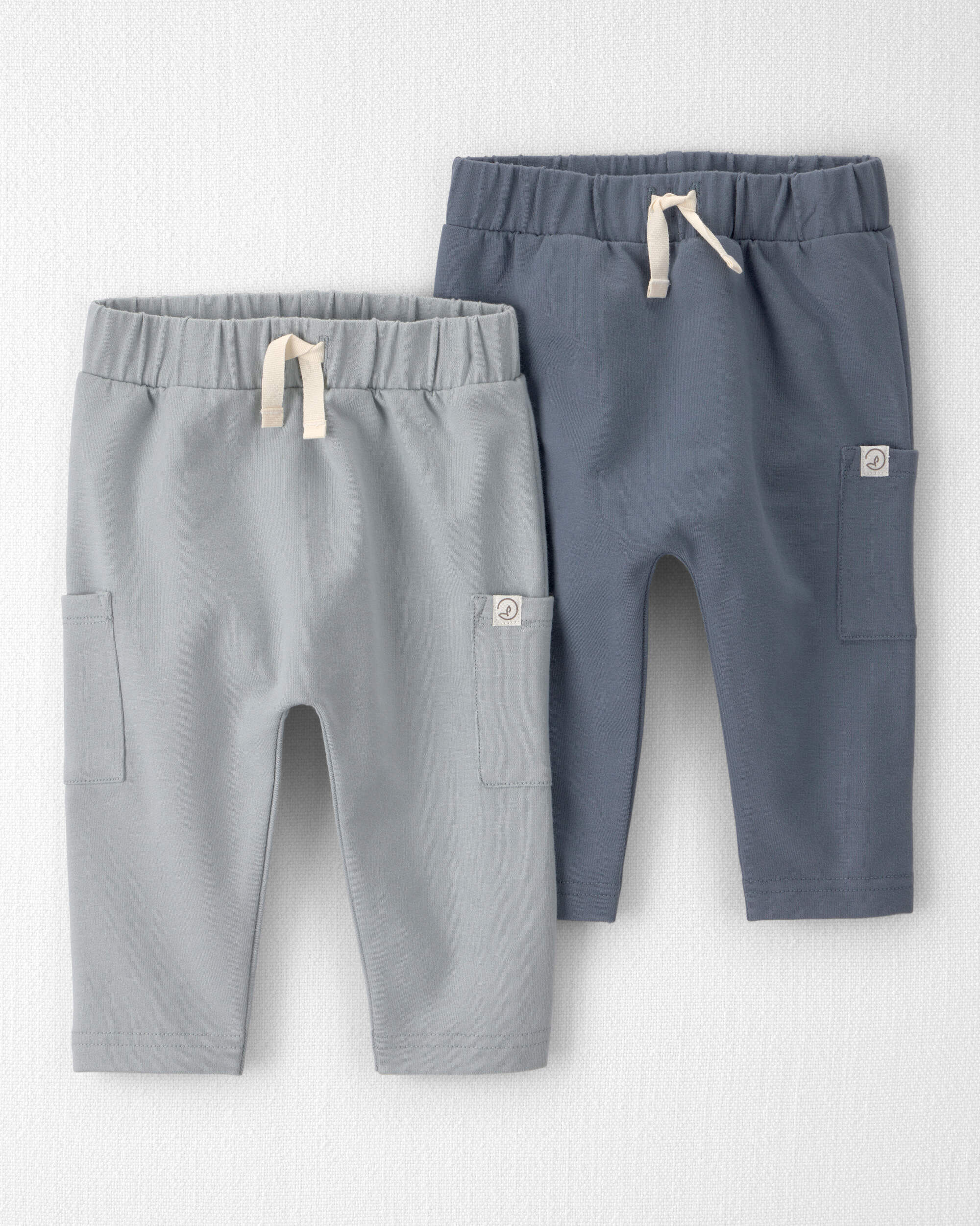 Little Planet Baby 2-Pack Organic Cotton French Terry Joggers 12M Coastal Blue, Galaxy Grey