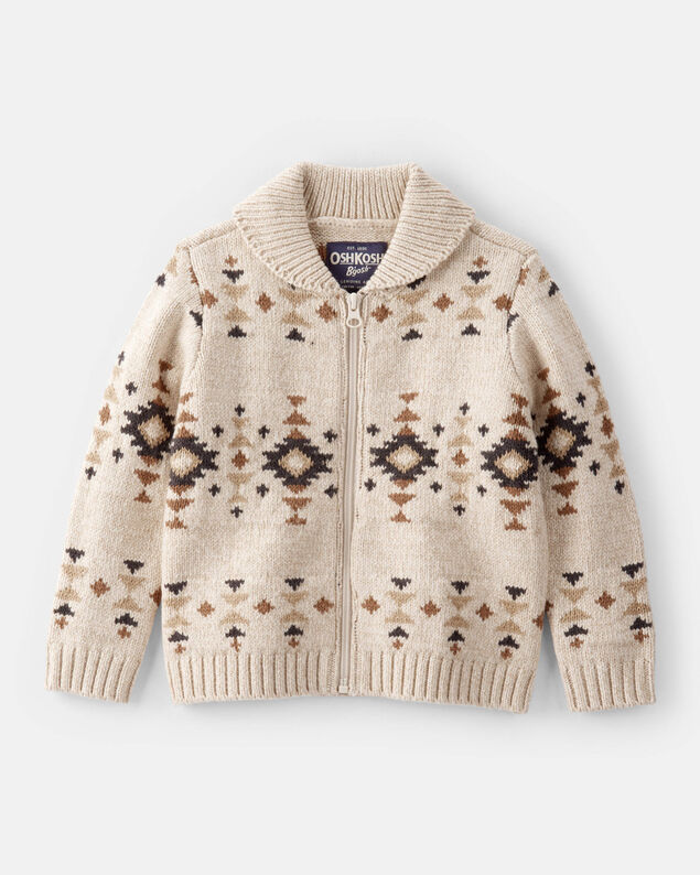 Product image 1 of Toddler Boy Southwestern Zip-Up Sweater - Ivory