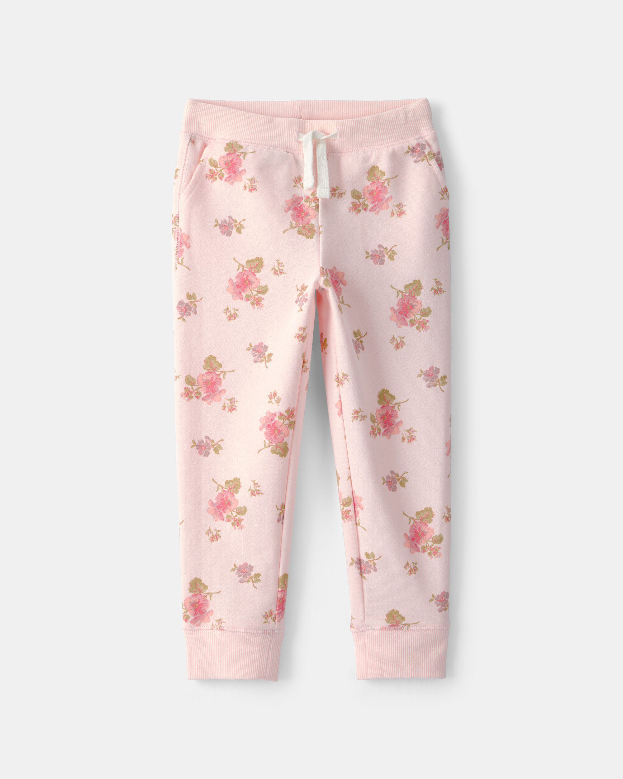 OshKosh Bgosh Toddler Girls Girl Floral Drawstring Knit Joggers - Pink 5T Pink 24$