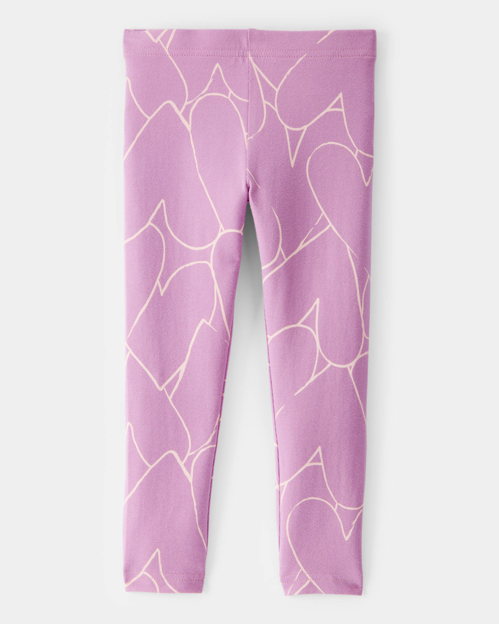 Toddler Girl Cotton Heart Stretch Leggings - Purple