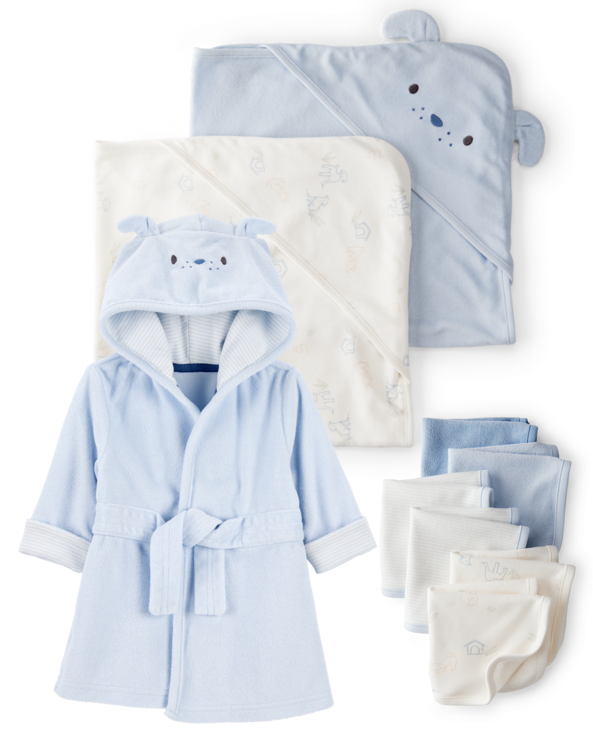 Baby 9-Piece Dog Bath Time Gift Set - Blue