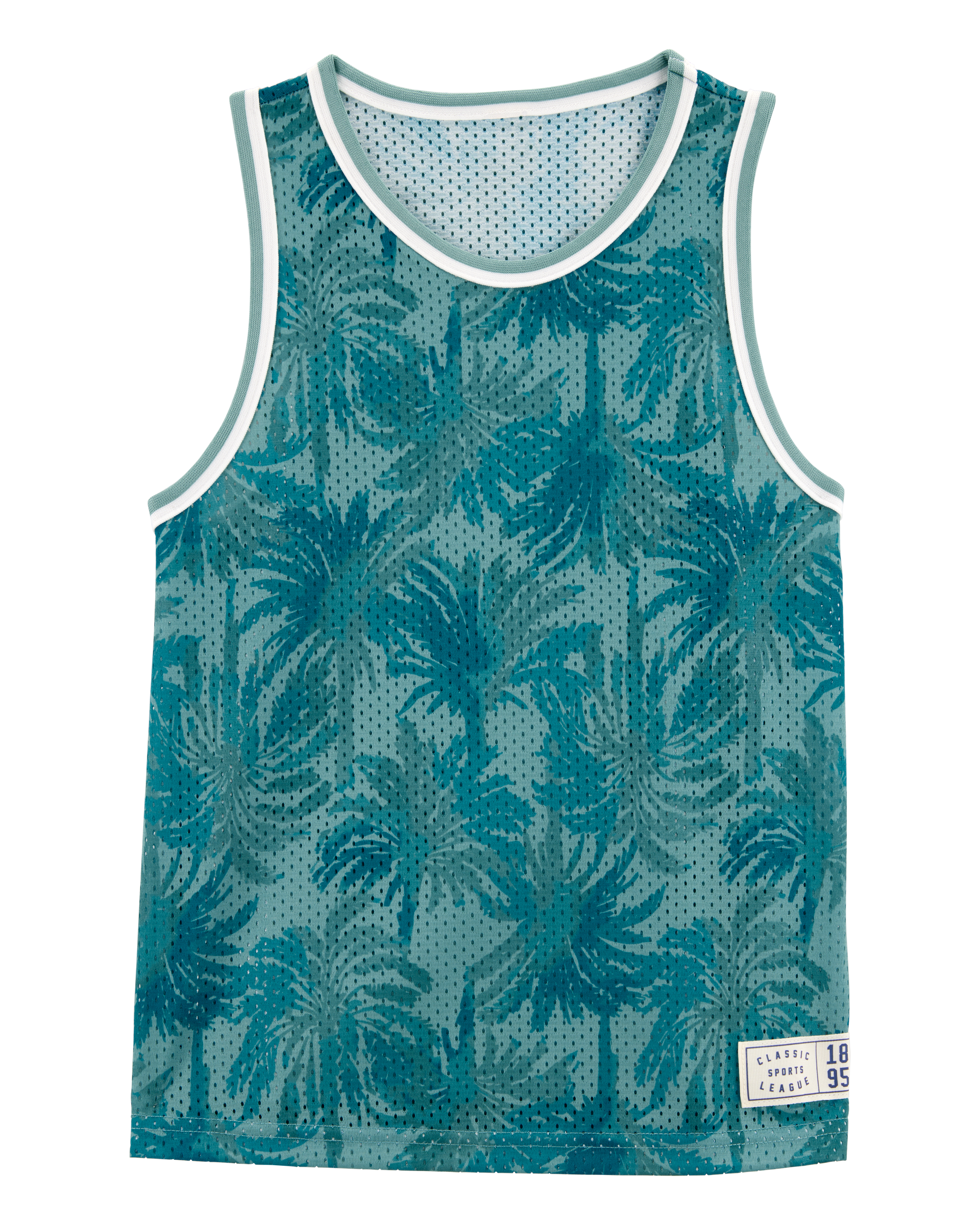 Kid Active Tropical Print Mesh Tank - Green