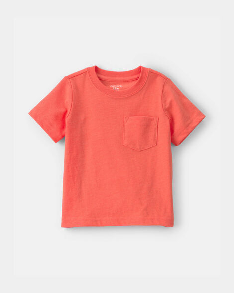 baby solid pocket t-shirt - coral