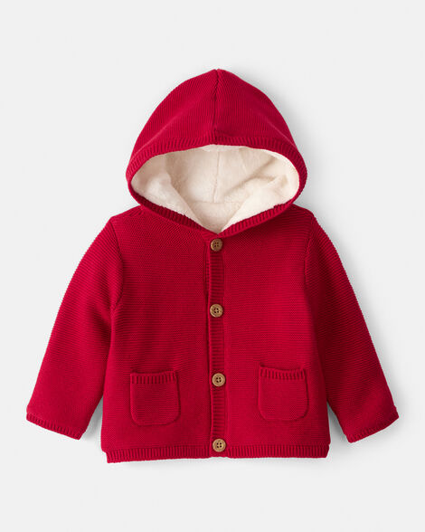 baby girl sweaterknit jacket - red