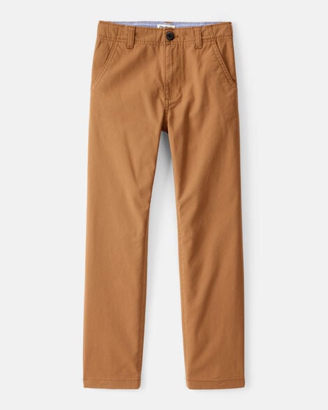 Boys Flat Front Fashion Pants - Brown
