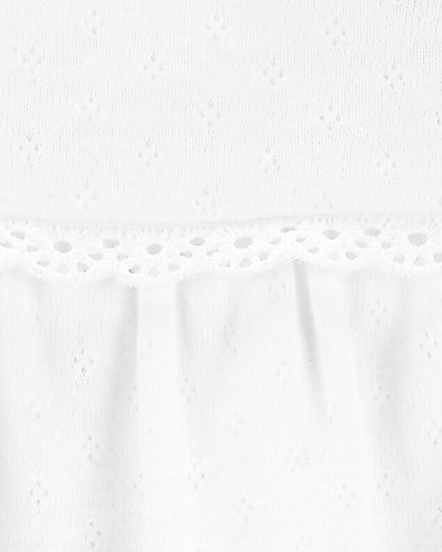 Product image 2 of Baby Pointelle Short-Sleeve Bodysuit - White