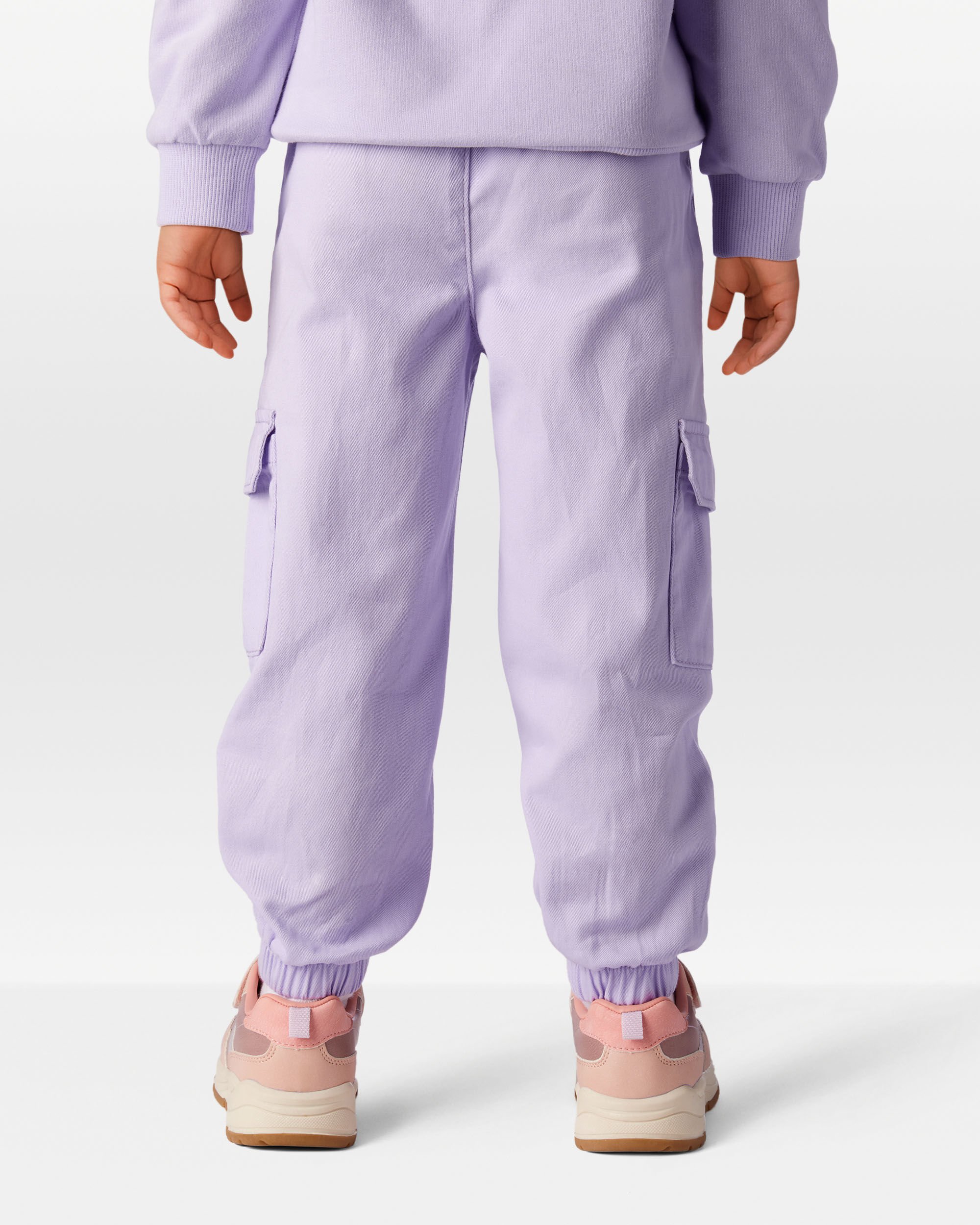 Toddler Girl Cotton Cargo Joggers - Purple