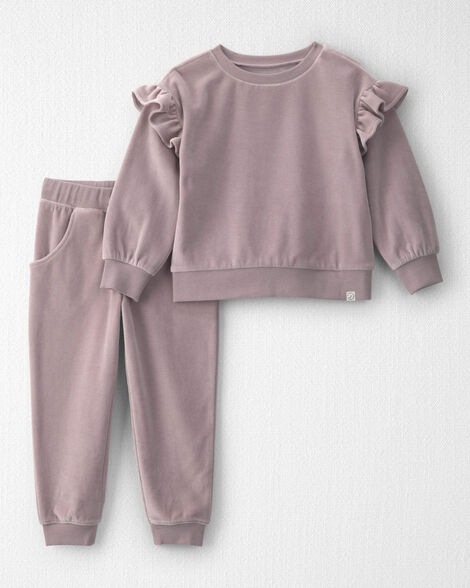 Toddler Girl 2-Piece Organic Cotton Velour Top & Pant Set