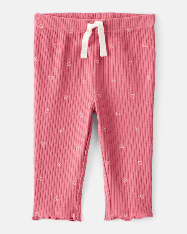 Product image 1 of Baby Girl Heart Print Cotton Pull-On Pants - Pink