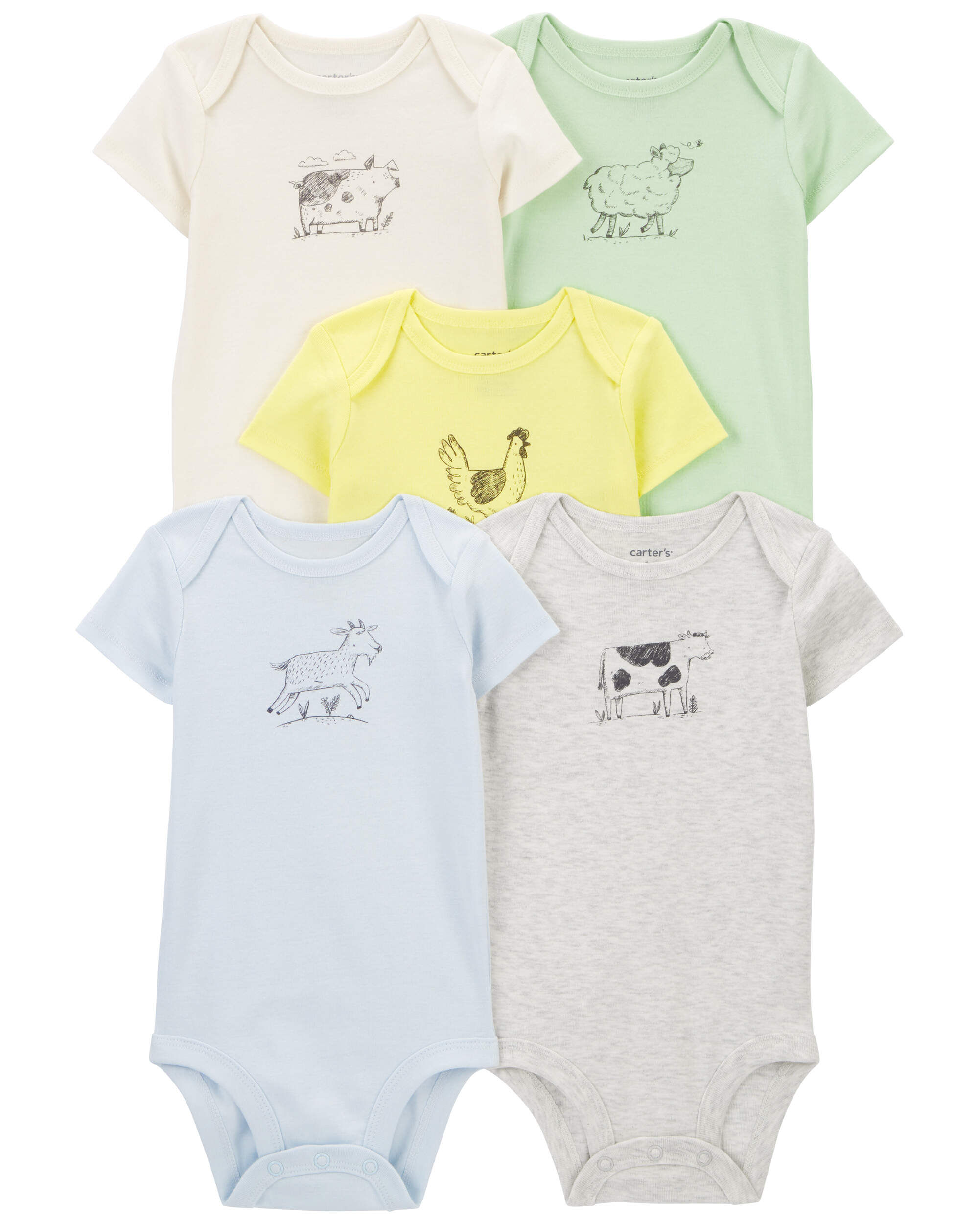 Baby 10-Pack Animals Short-Sleeve Bodysuits