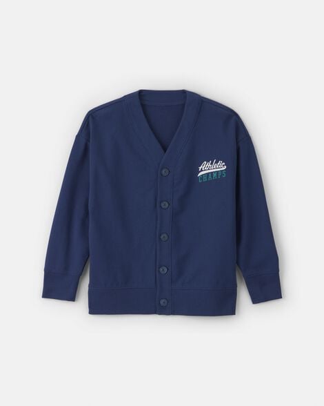 boys 'athletic champs' game day french terry cardigan - navy blue