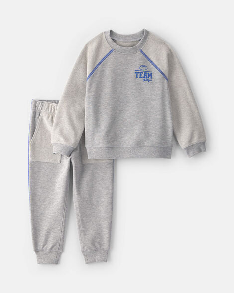 baby boy 2-piece 'team player' french terry sweatshirt & pant set - grey