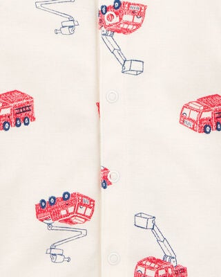 Product image 2 of Baby Fire Truck Short-Sleeve Romper - Cream