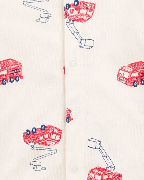  Product image 2 of Baby Fire Truck Short-Sleeve Romper - Cream
