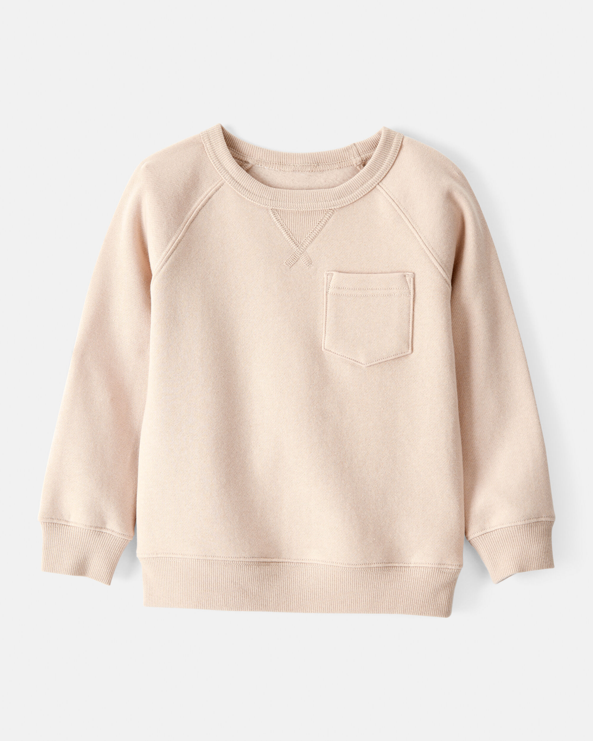 Toddler Boy Solid Fleece Long-Sleeve Sweatshirt - Khaki