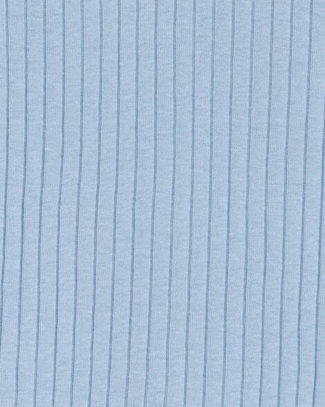 Kid Solid Ribbed Cotton Blend 2-Piece Pajamas - Grey
