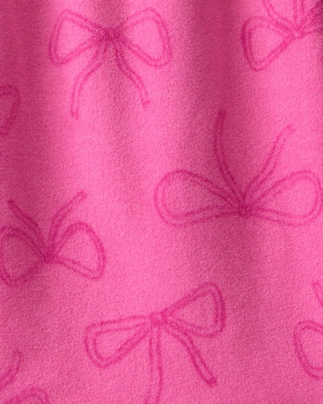 Product image 2 of Girls Bow Print Fleece Long-Sleeve Loose Fit Night Gown - Pink
